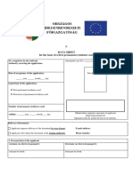 I. Data Sheet For The Issue of A First Permanent Residence Card