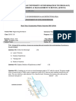 BUITEMS Civil Engineering Final Exam Mechanics of Materials