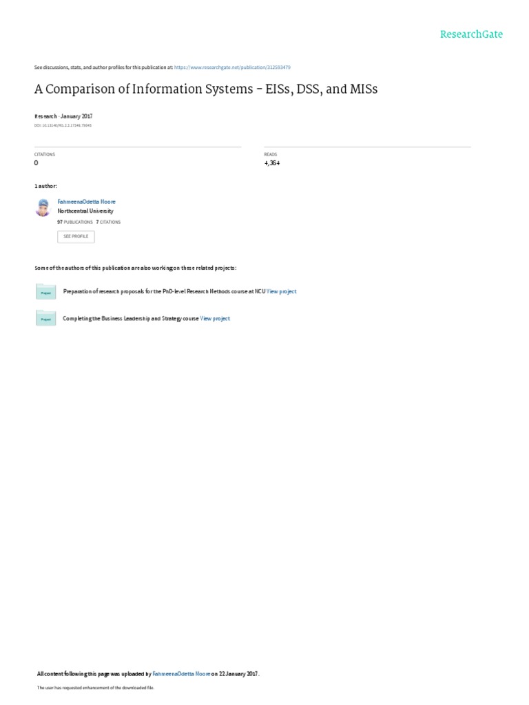 Comparison of EIS, DSS, and MIS Systems | PDF | Decision Support System ...