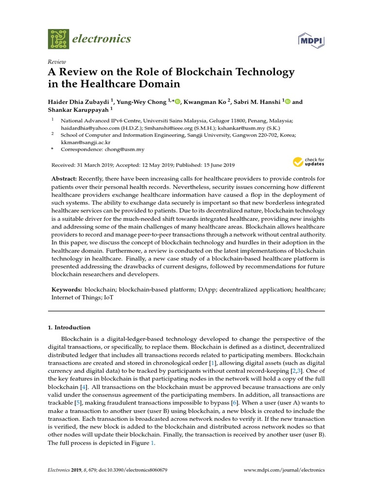Blockchain in Healthcare: A Review | PDF | Public Key Cryptography ...