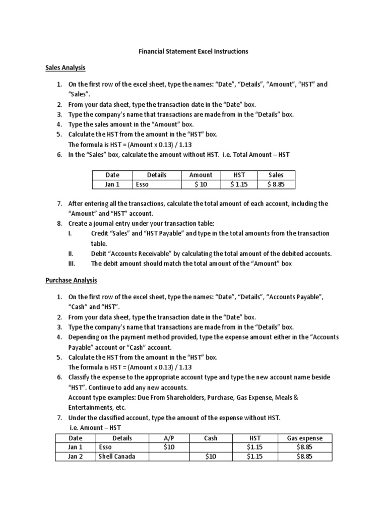 Excel Guide for Financial Statement Analysis | PDF | Debits And Credits ...