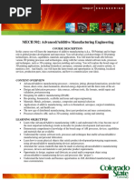 MECH 502: Advanced/Additive Manufacturing Engineering: Course Description