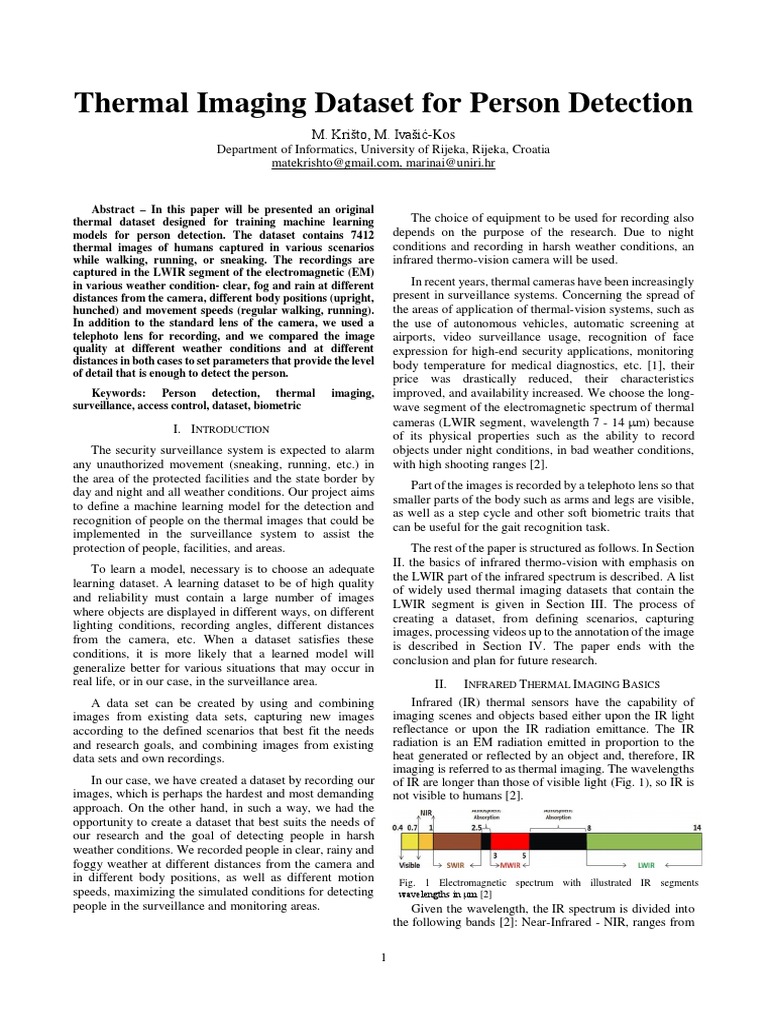 Thermal Imaging Dataset For Person Detection M. Krišto, M. IvašićKos