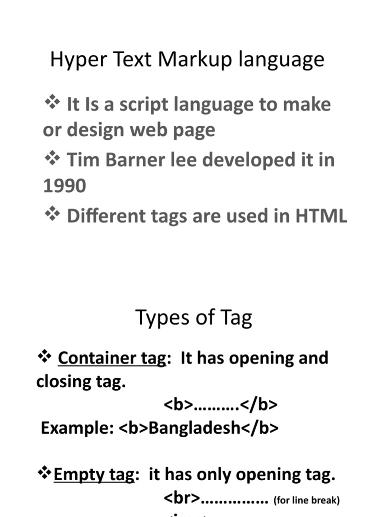 Hyper Text Markup Language | PDF