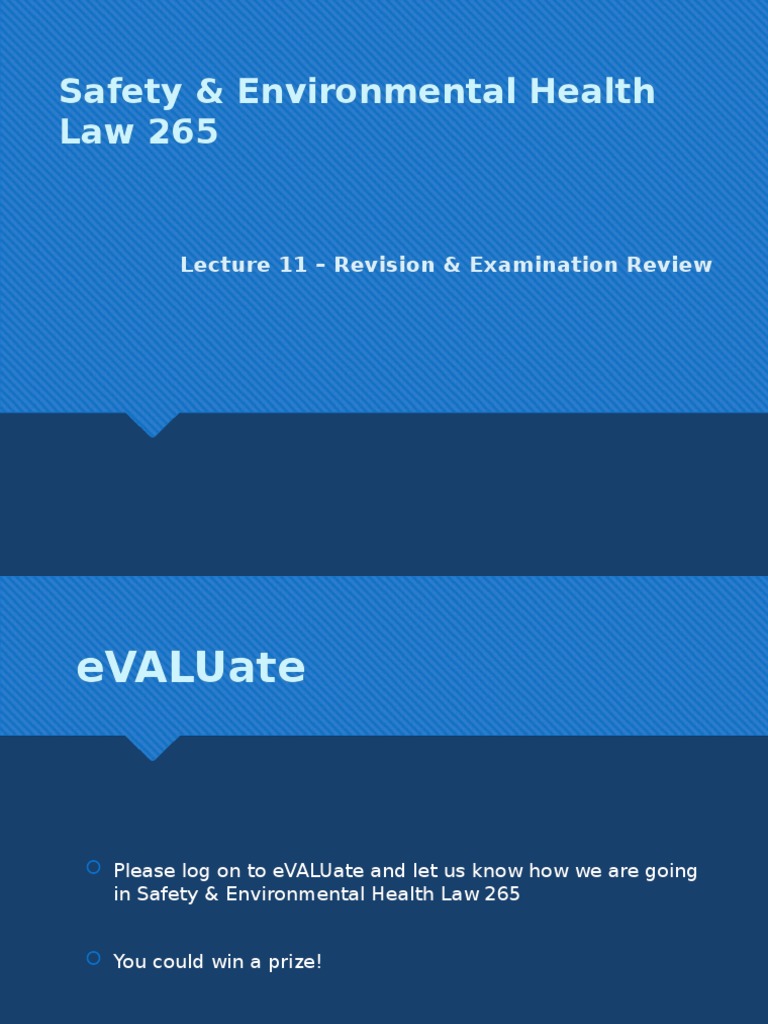11, 2018 Safety & Environmental Health Law 265 Lecture 11BB PDF Workers' Compensation