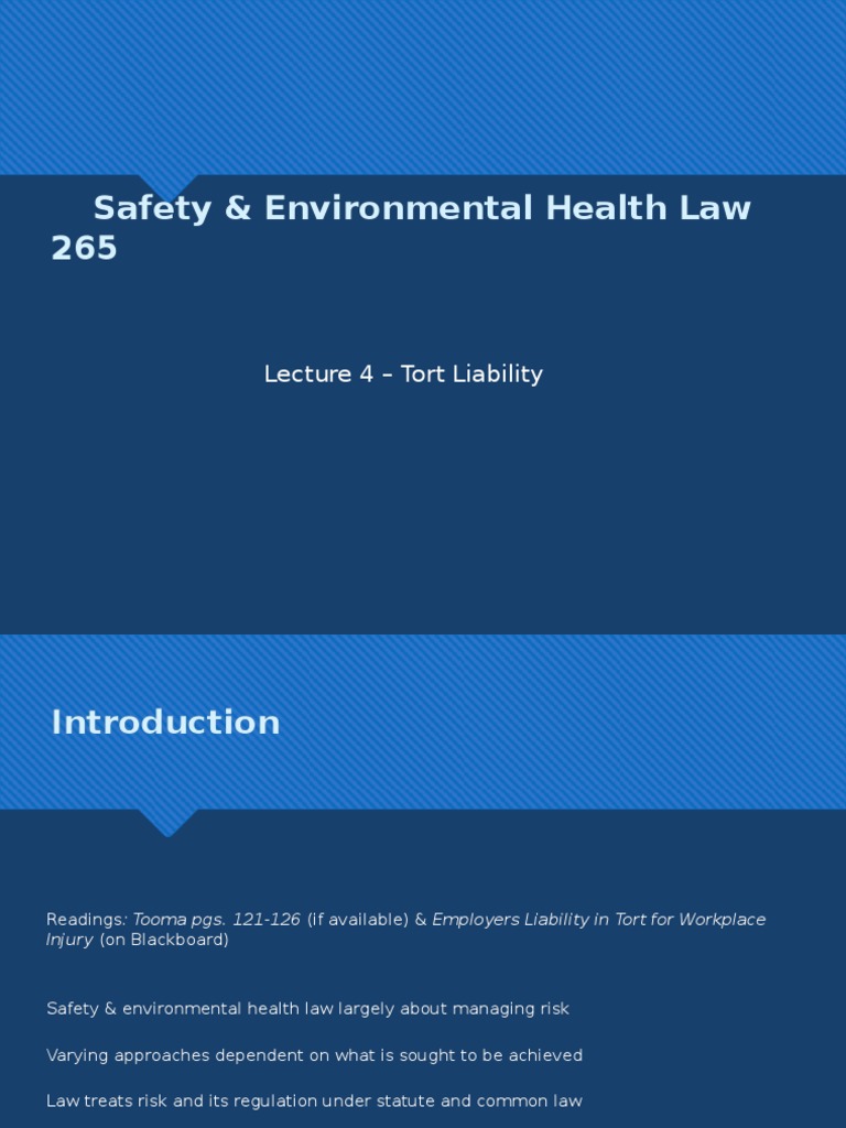 4 2018 Safety and Environmental Health Law 265sm PDF Negligence Duty Of Care