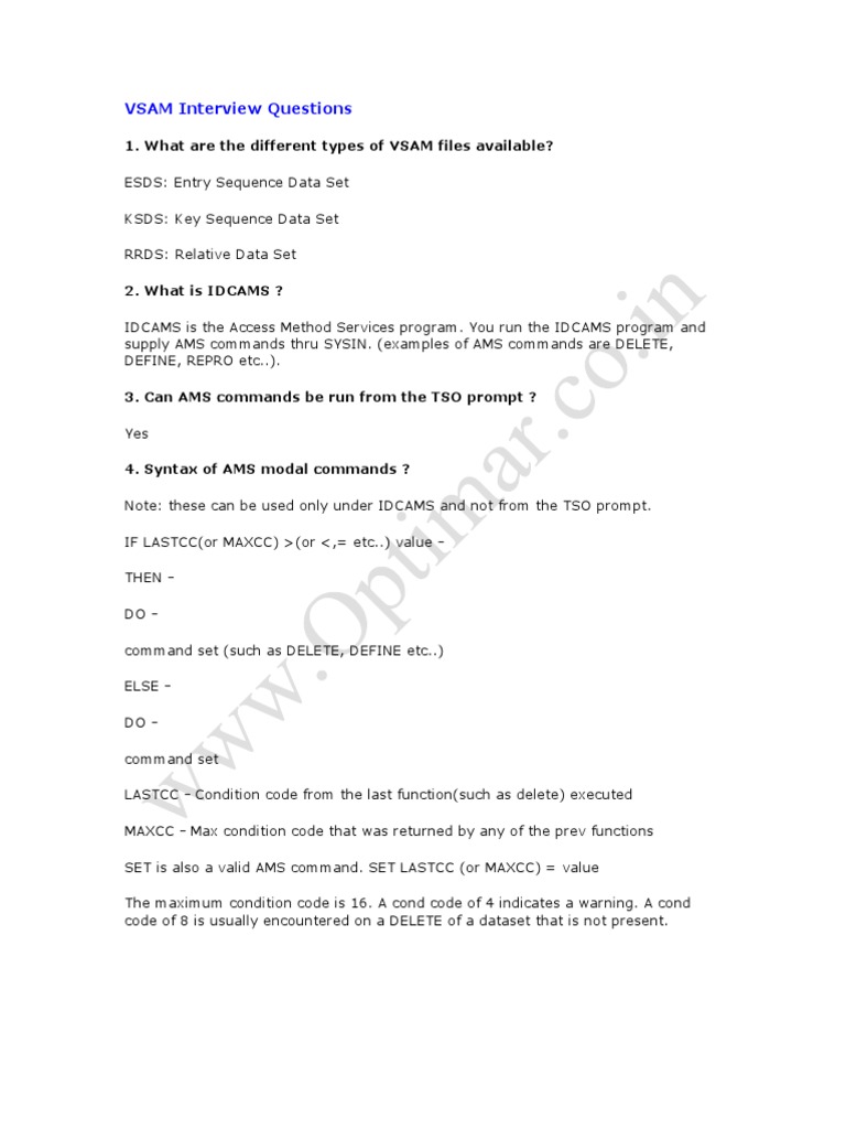 Vsam Files Interview Questions