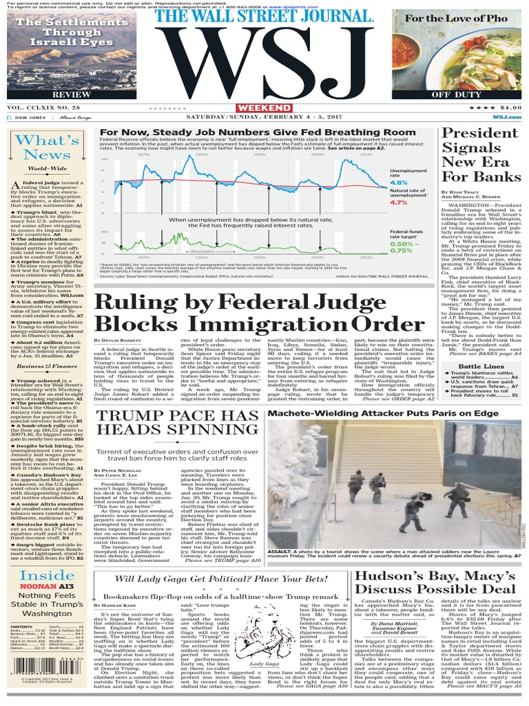 Wallstreetjournal 20170204 The Wall Street Journal PDF American Government Donald Trump