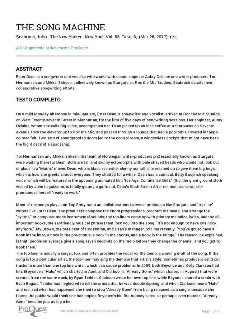 Pro Quest Documents PDF Entertainment Entertainment (General)