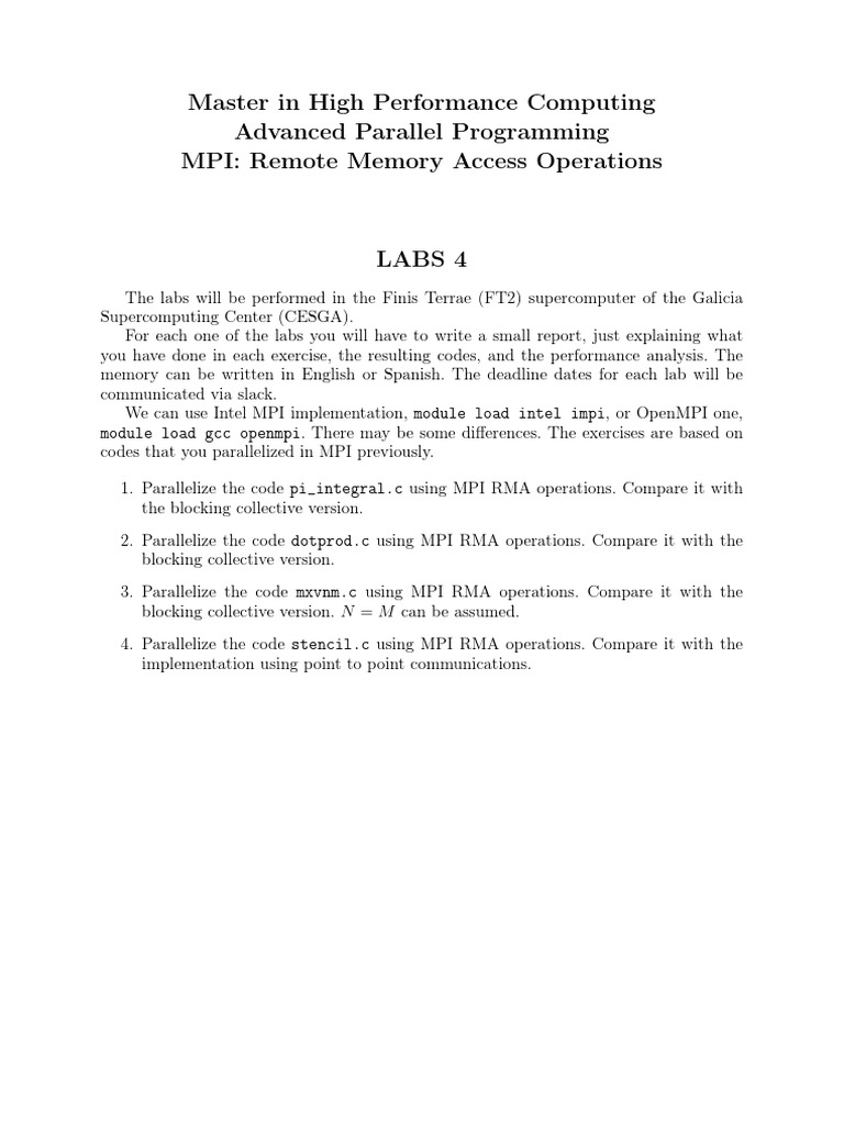 MPI RMA Operations Lab Guide | PDF