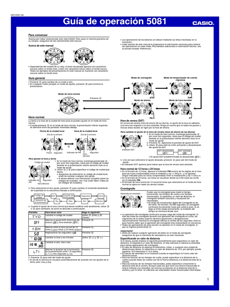 QW - 5081 - Casio PDF | PDF | Horario de verano | Reloj