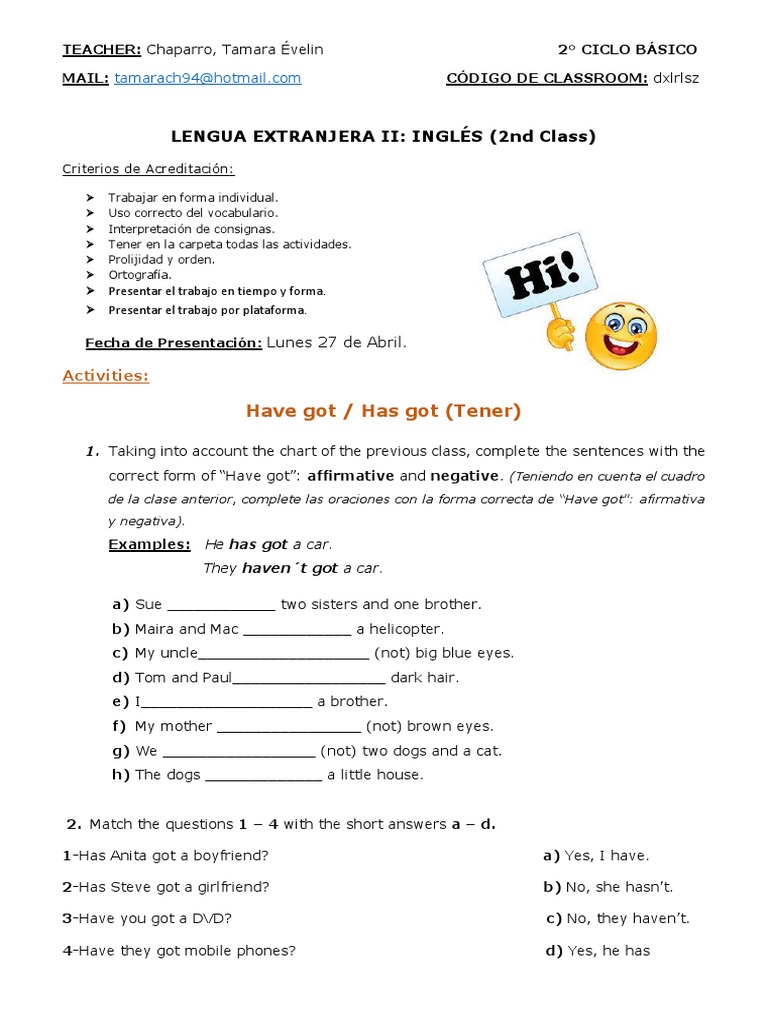 Actividades de Inglés para 2° Ciclo Básico | PDF | Idiomas
