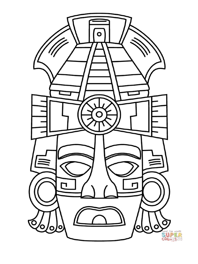 Mayan Face Mask Coloring Page Free Printable Coloring Pages PDF PDF