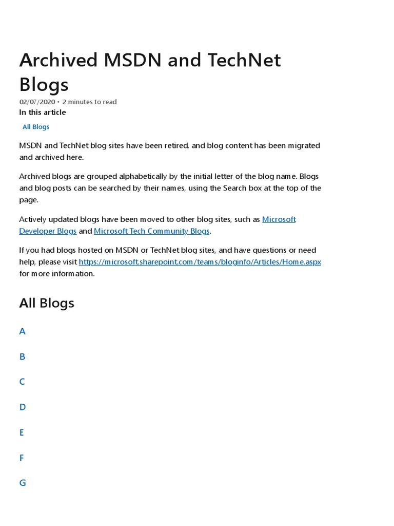 Archived MSDN and TechNet Blogs | PDF | Art | Technology & Engineering