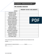 GP 42.0 Fire Assembly Register