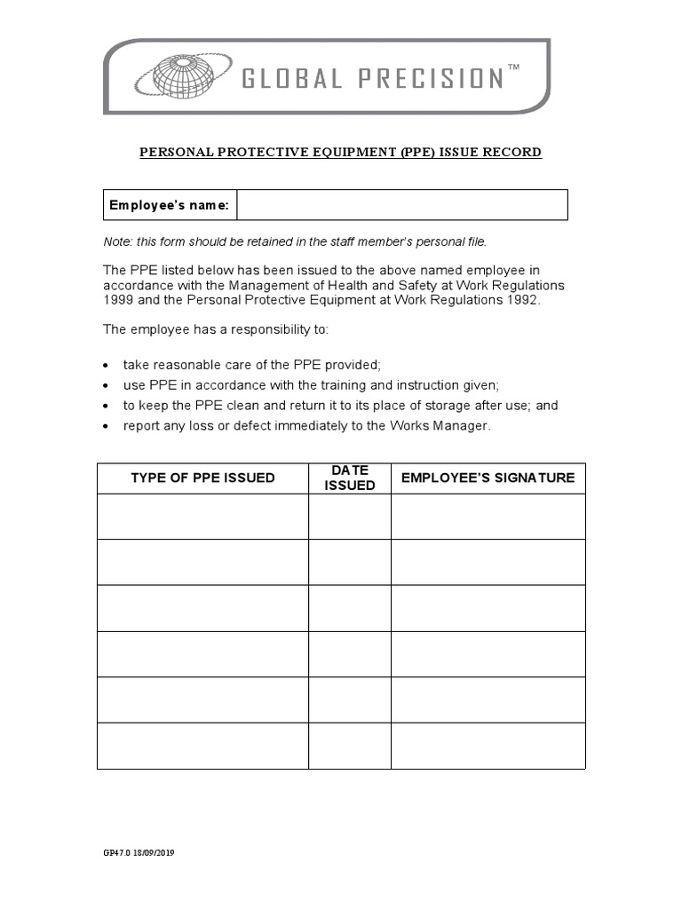 GP 47.0 Ppe Form | PDF | Business | Computers