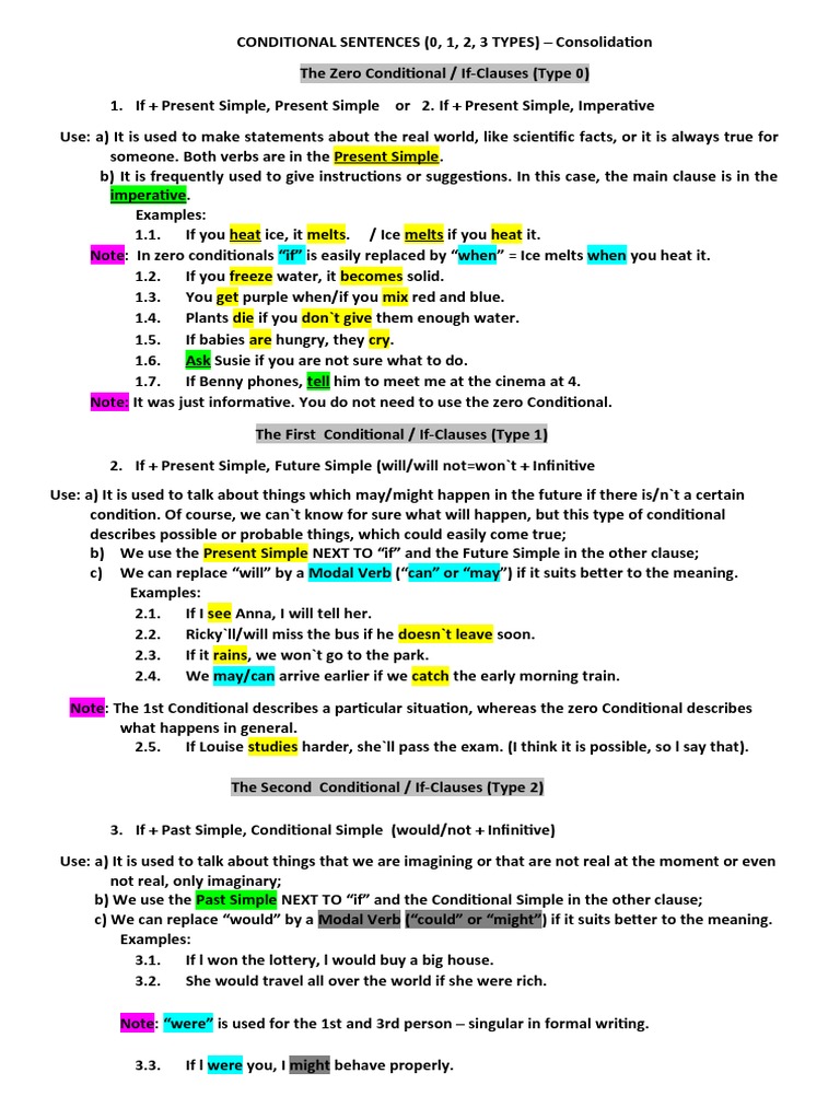 Conditional Sentences Overview | PDF | Grammar | Syntax