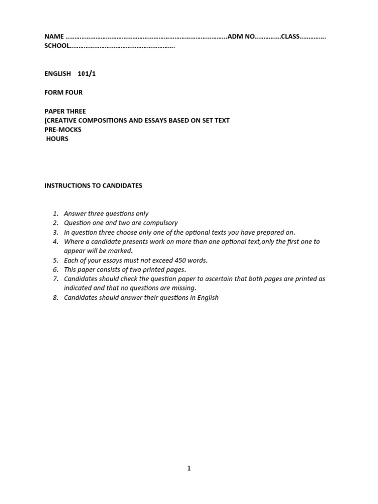 English Form 4 PP3 | PDF