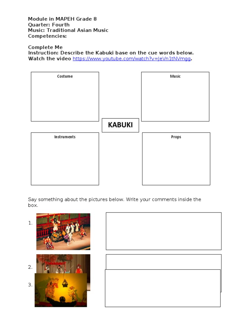 Kabuki Theater in MAPEH Grade 8 Module | PDF | Performing Arts