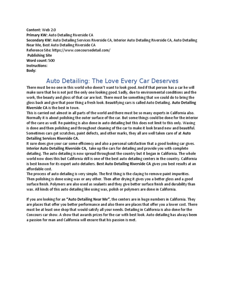 Auto Detailing Services in Riverside CA | PDF | Car | Nature