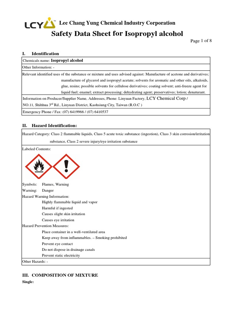 Alcohol MSDS | PDF | Dangerous Goods | Fires