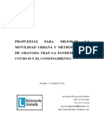 Propuestas para mejorar la movilidad en Granada y su área metropolitana tras la pandemia y el confiamiento por la COVID-19