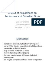 Impact of Acquisitions On Performance of Canadian Firms