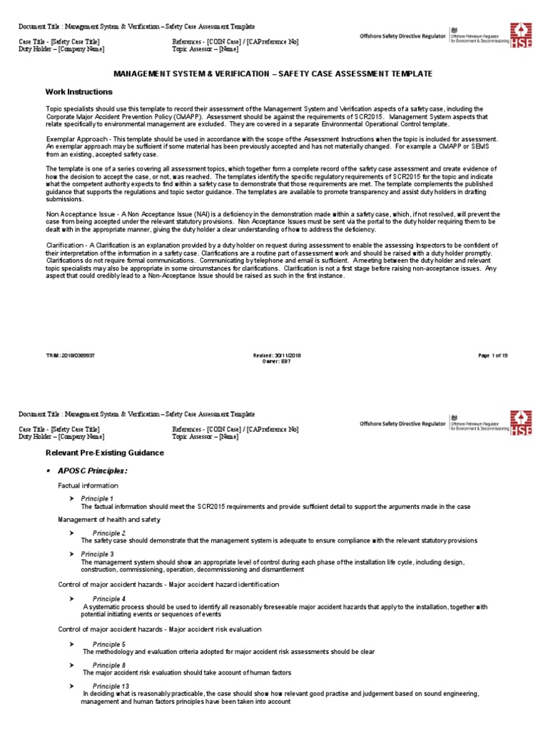 Safety Case Assessment Template Guide | PDF | Safety | Verification And ...