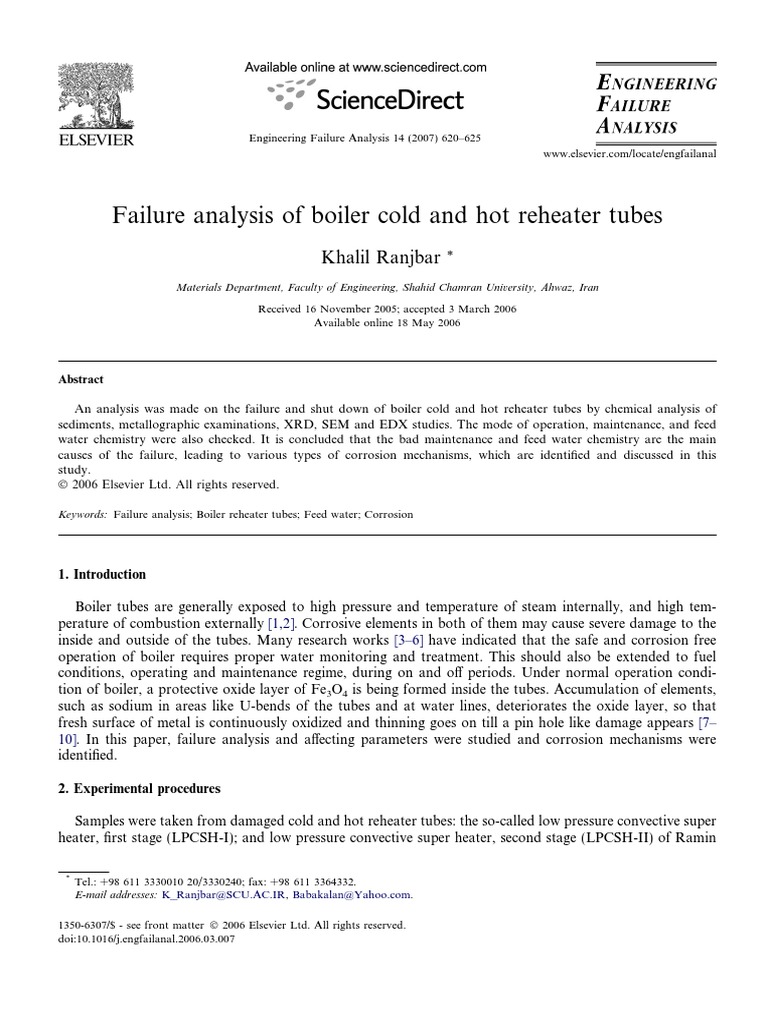Failure Analysis of Boiler Reheater Tubes Investigation of Corrosion