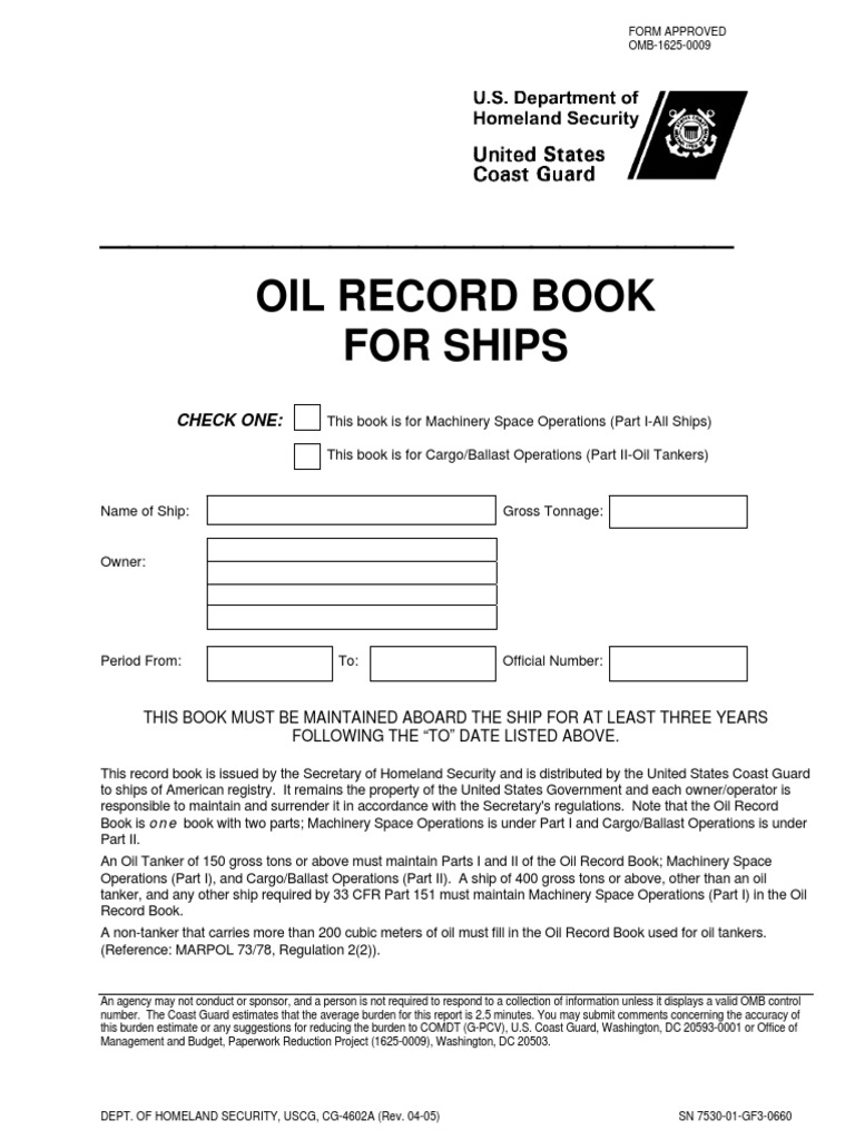 Oil Record Book Part I Guidelines | PDF | Oil Tanker | Energy And Resource