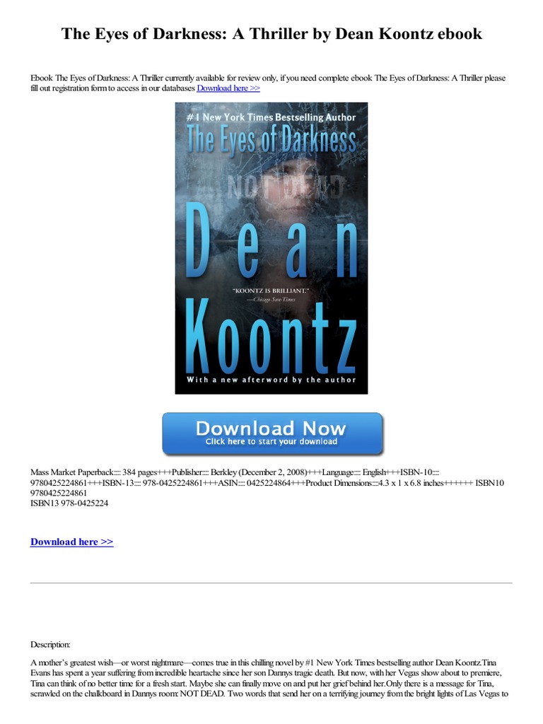 The Eyes Of Darkness A Thriller By Dean Koontz Ebook Download Here Thriller Genre Books