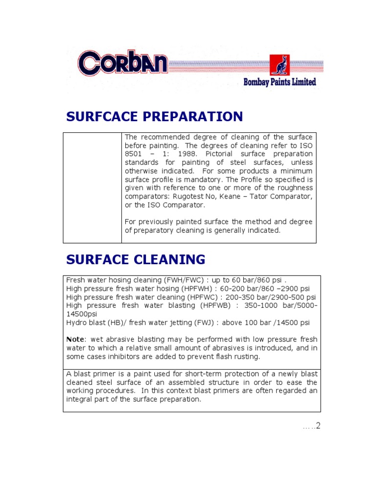Surface Preparation Standards PDF Surface Roughness Paint