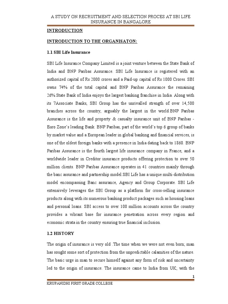 Sbi Life Insurance Project | PDF | Insurance | Recruitment