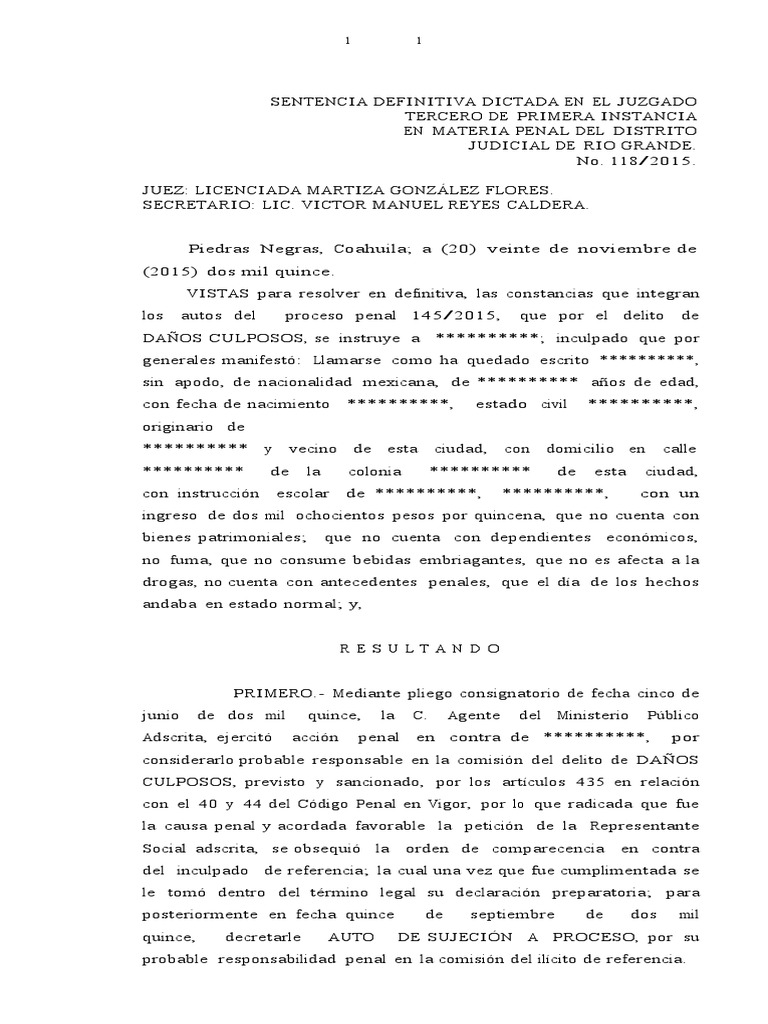 Ejemplo de Sentencia | PDF | Sentencia (ley) | México