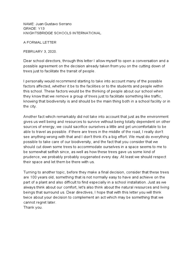 Save Our Trees: A Student's Plea | PDF | Wellness
