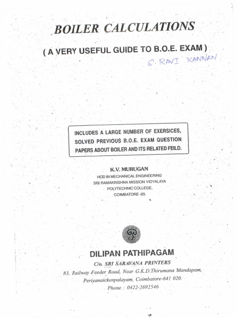 Boiler Calculations For Attending BOE Exam PDF