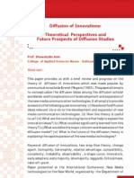 Diffusion of Innovations: Theoretical Perspectives and Future Prospects of Diffusion Studies