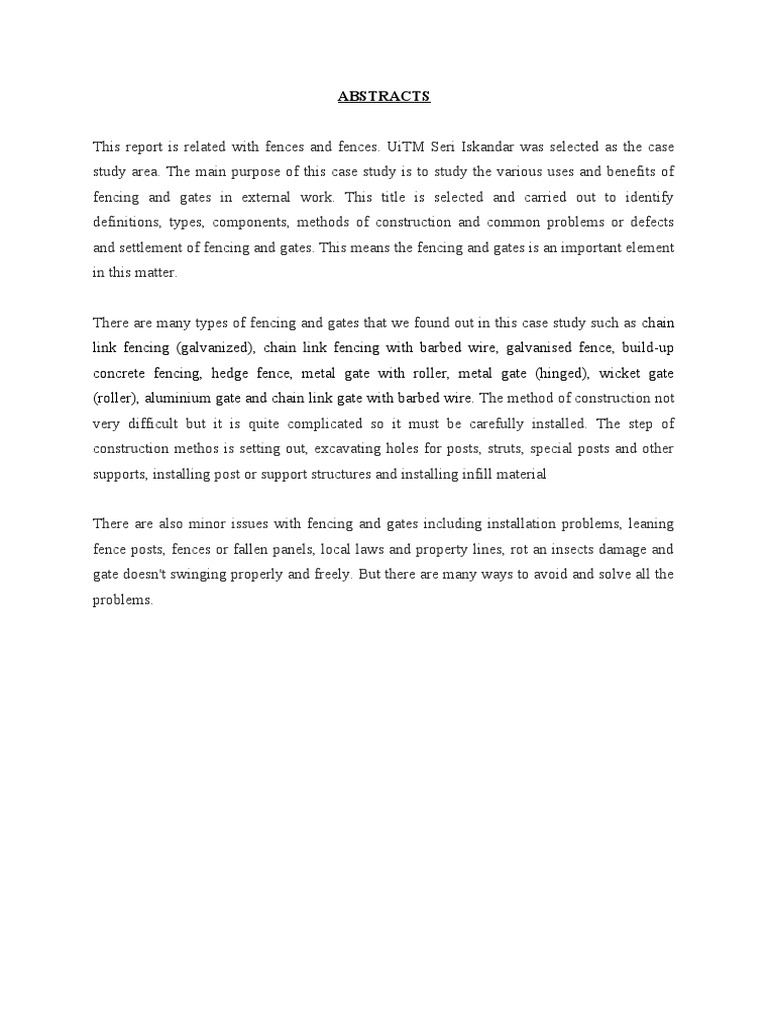 Abstract and Conclusion PDF Fence Building Engineering