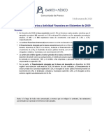 Agregados Monetarios y Actividad Financiera en Diciembre de 2019