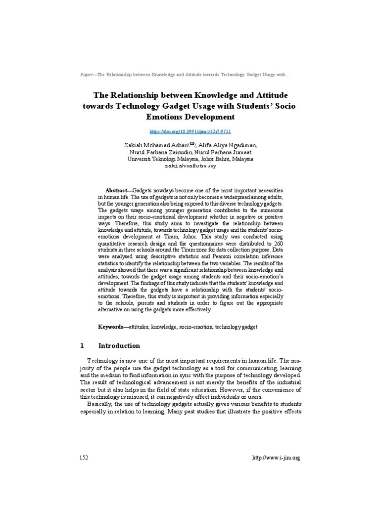 The Relationship Between Knowledge and Attitude Towards Technology ...