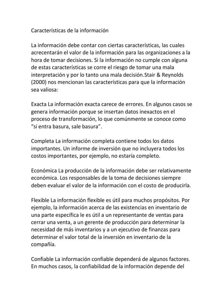 Características Clave de la Información | PDF | Información | Toma de ...