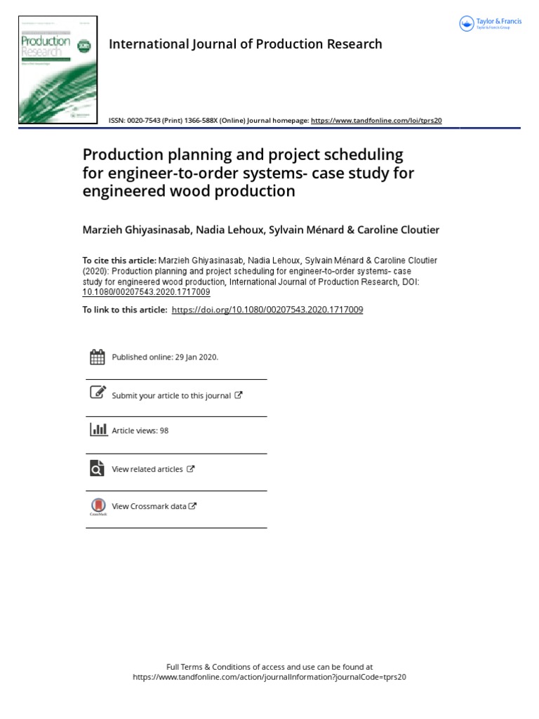 Production Planning and Project Scheduling For Engineer-To-Order ...