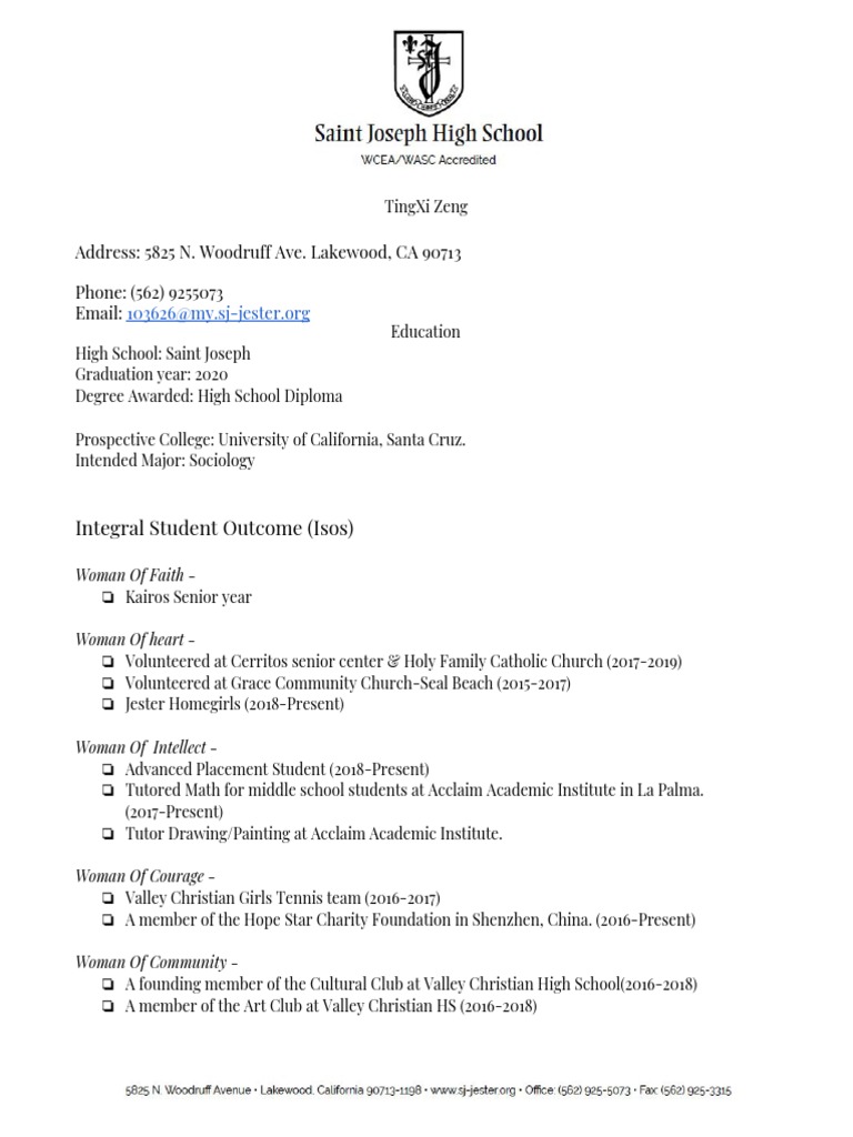 High School Achievements & Goals | PDF | Wellness