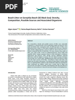 Beach Litter On Sarayköy Beach (SE Black Sea) : Density, Composition, Possible Sources and Associated Organisms