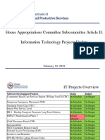 House Appropriations Committee Subcommittee Article II: Information Technology Projects Update