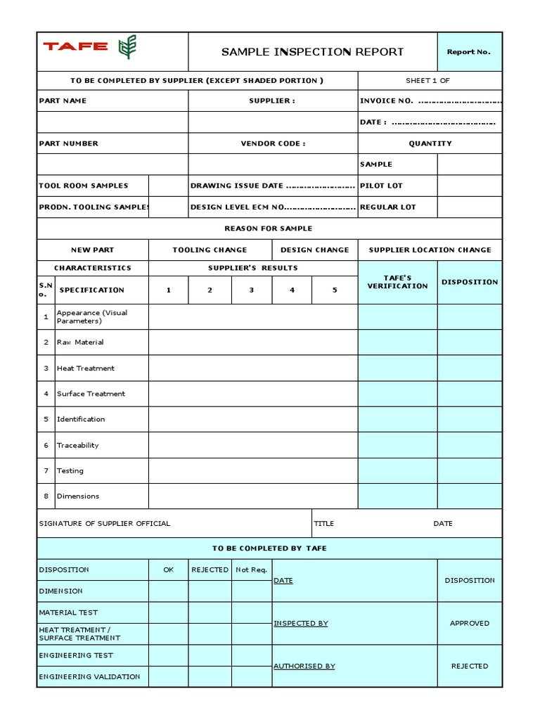 Incoming Material Inspection Report | PDF | Engineering