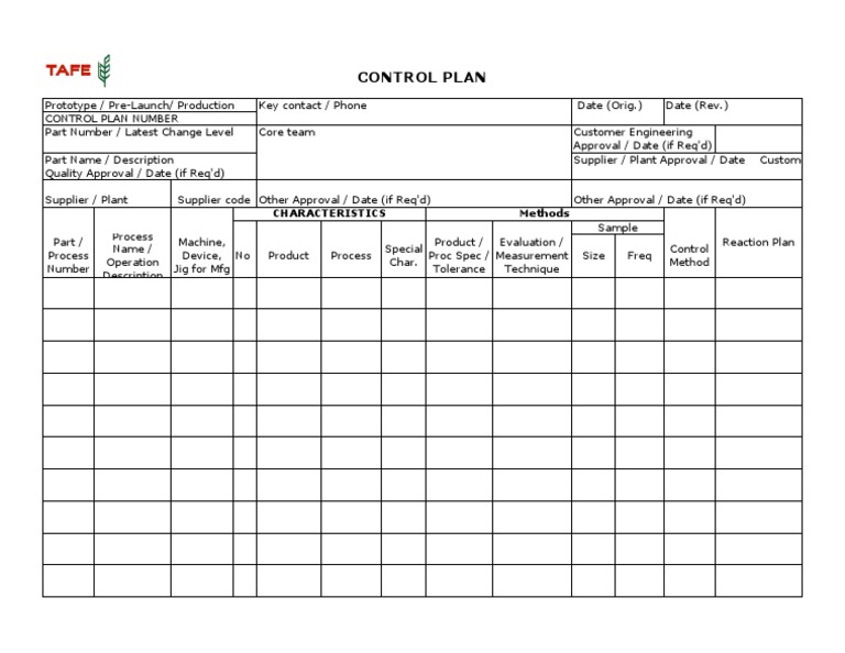 Control Plan Elements and Format | PDF | Business | Computers