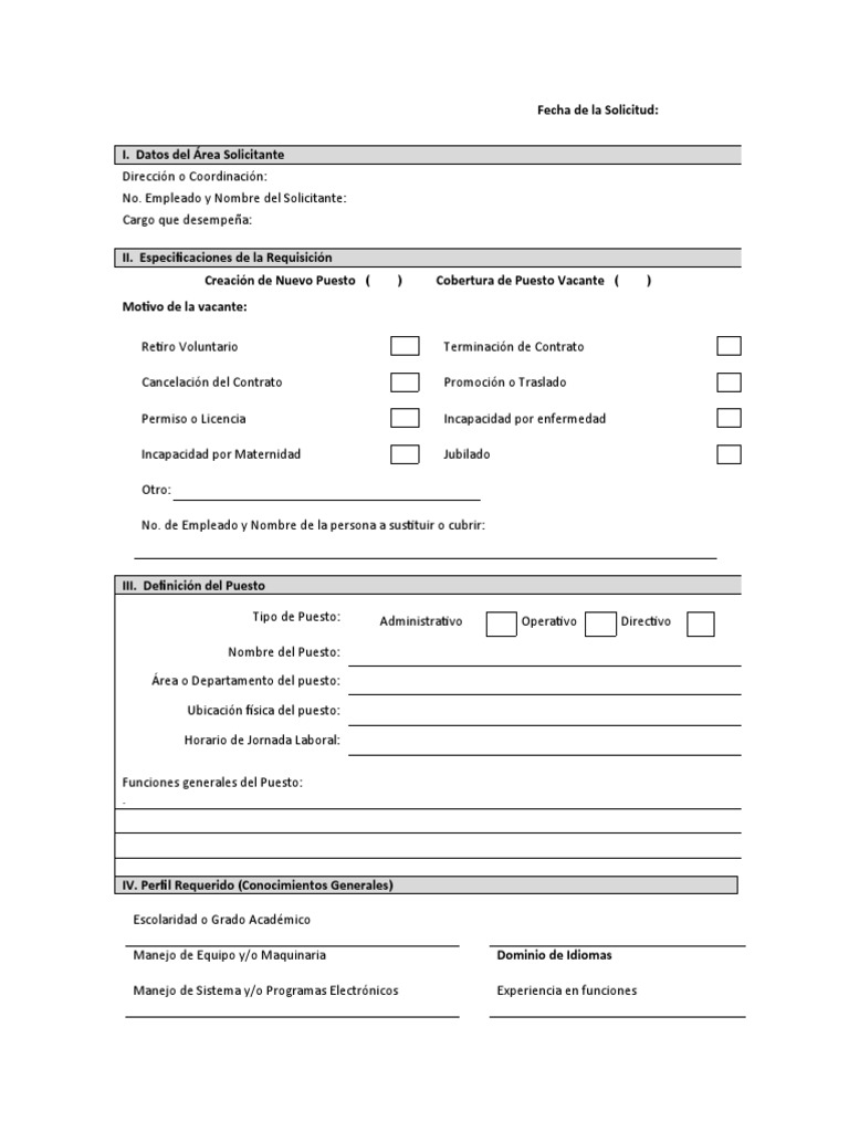 Formato De Requisicion De Personal Pdf Gestion De Recursos Humanos Cognicion