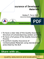 Quality Assurance of Developed Materials: Heidee F. Ferrer Edd