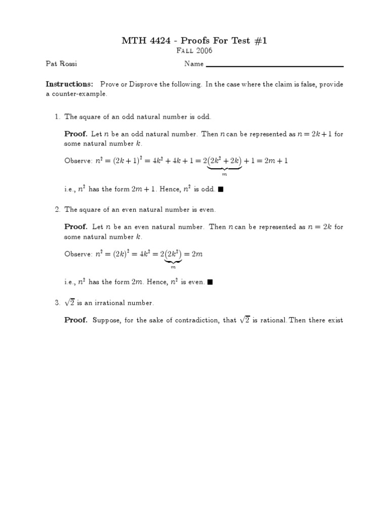 Proofs of Mathematical Properties | PDF | Rational Number | Square Root
